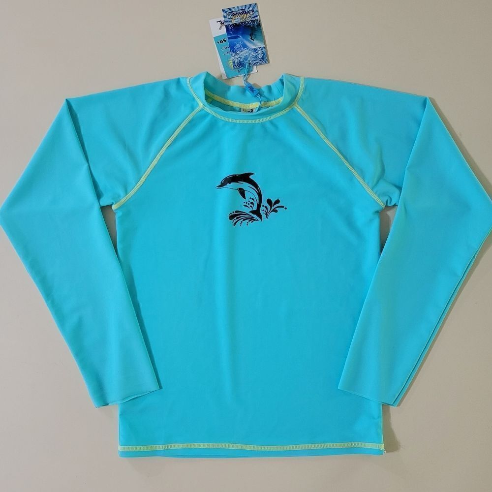 Heat Girl's Aqua Long Sleeve Rashguard Swim Shirt